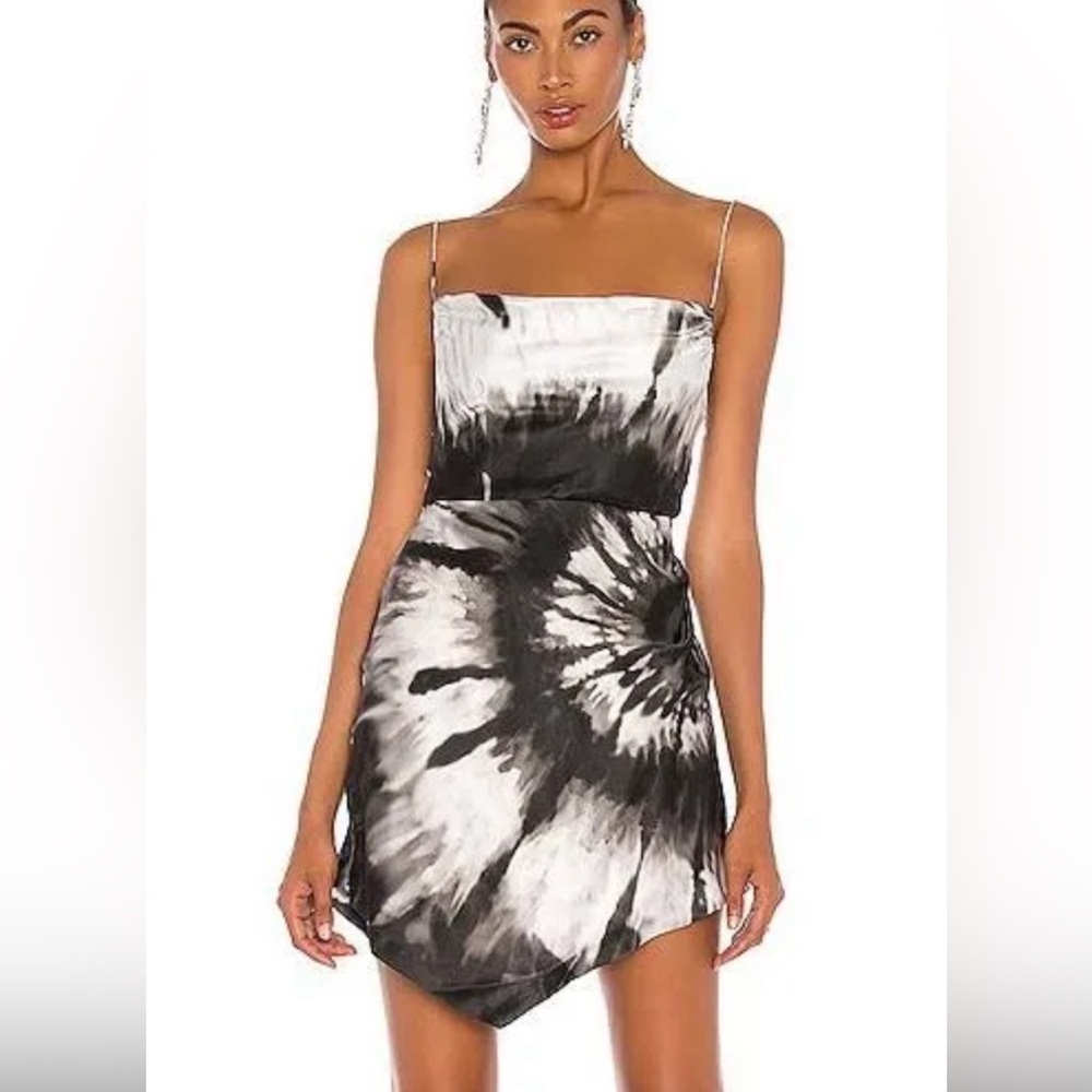 Retrofete silk tie dye black and white mini dress, worn twice.